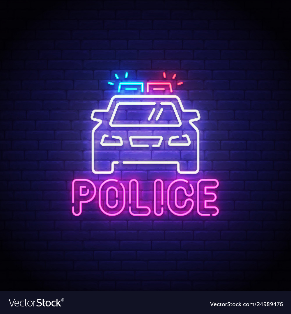 Police neon sign logo Royalty Free Vector Image