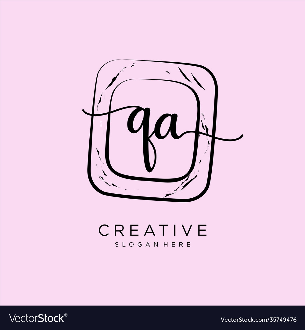 Qa initial handwriting logo template