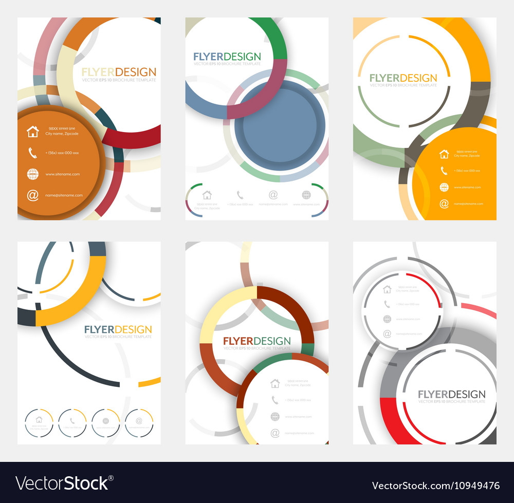 Set of flyer design with circular pattern