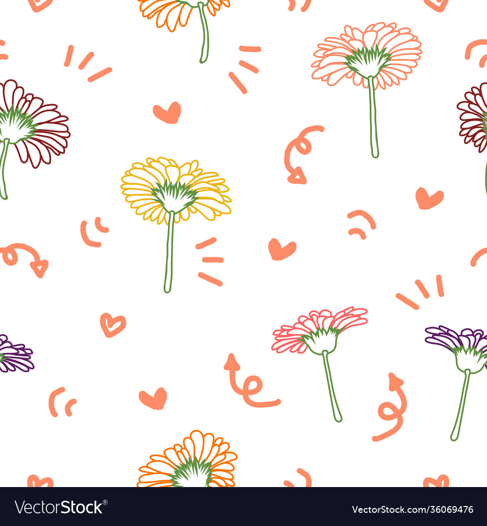 Simple flower doodle repeat pattern design vector image Simple flower doodle repeat pattern design