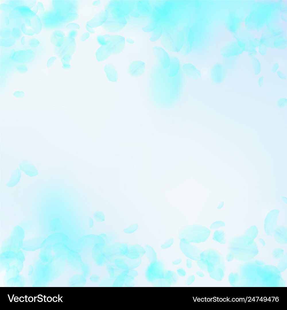 Turquoise flower petals falling down fresh romant Vector Image