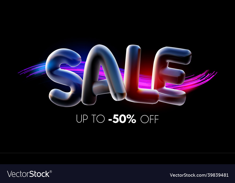 3d sale banner with light effect realistic offer Vector Image