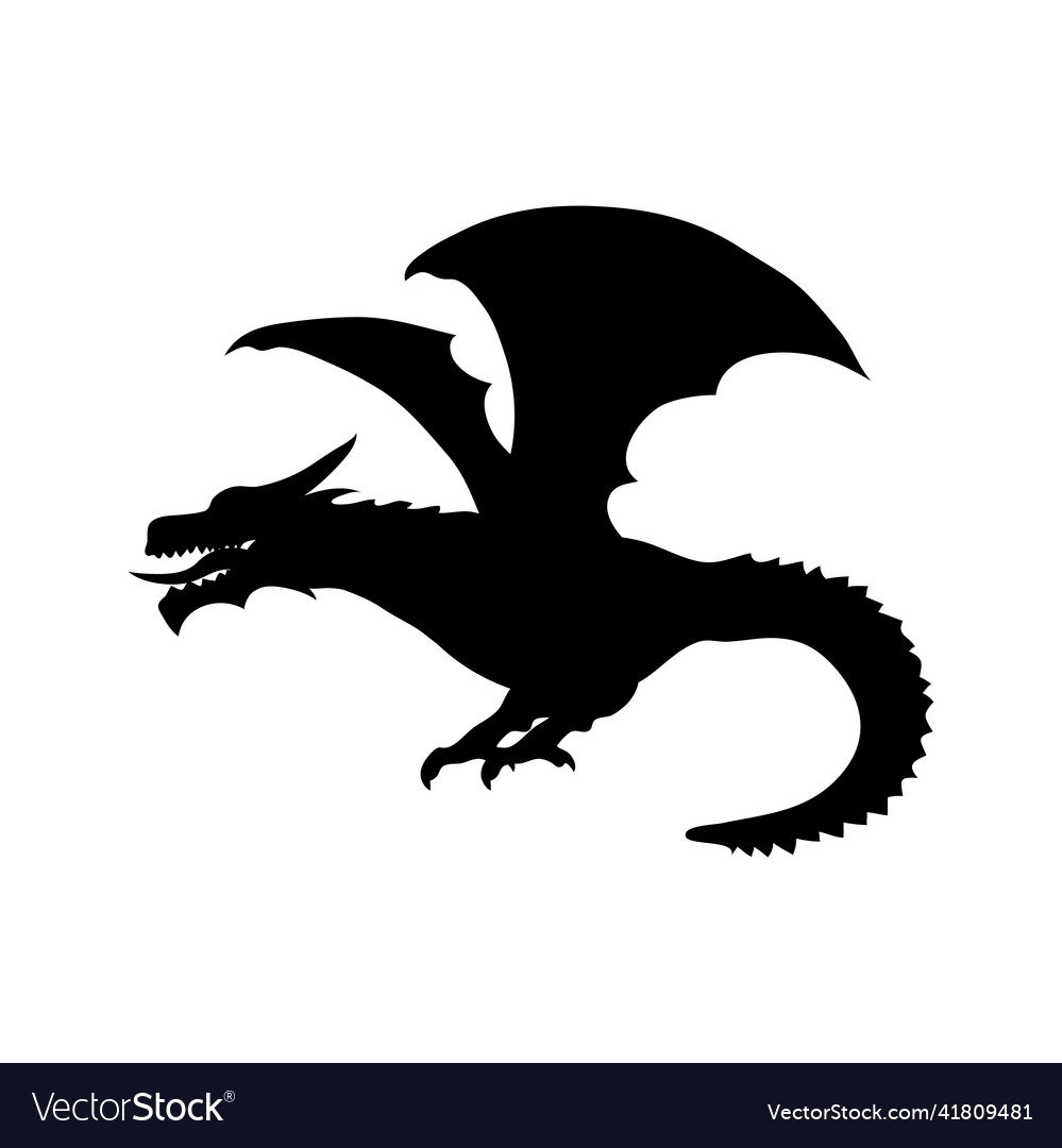 Dragon icon silhouette design template Royalty Free Vector