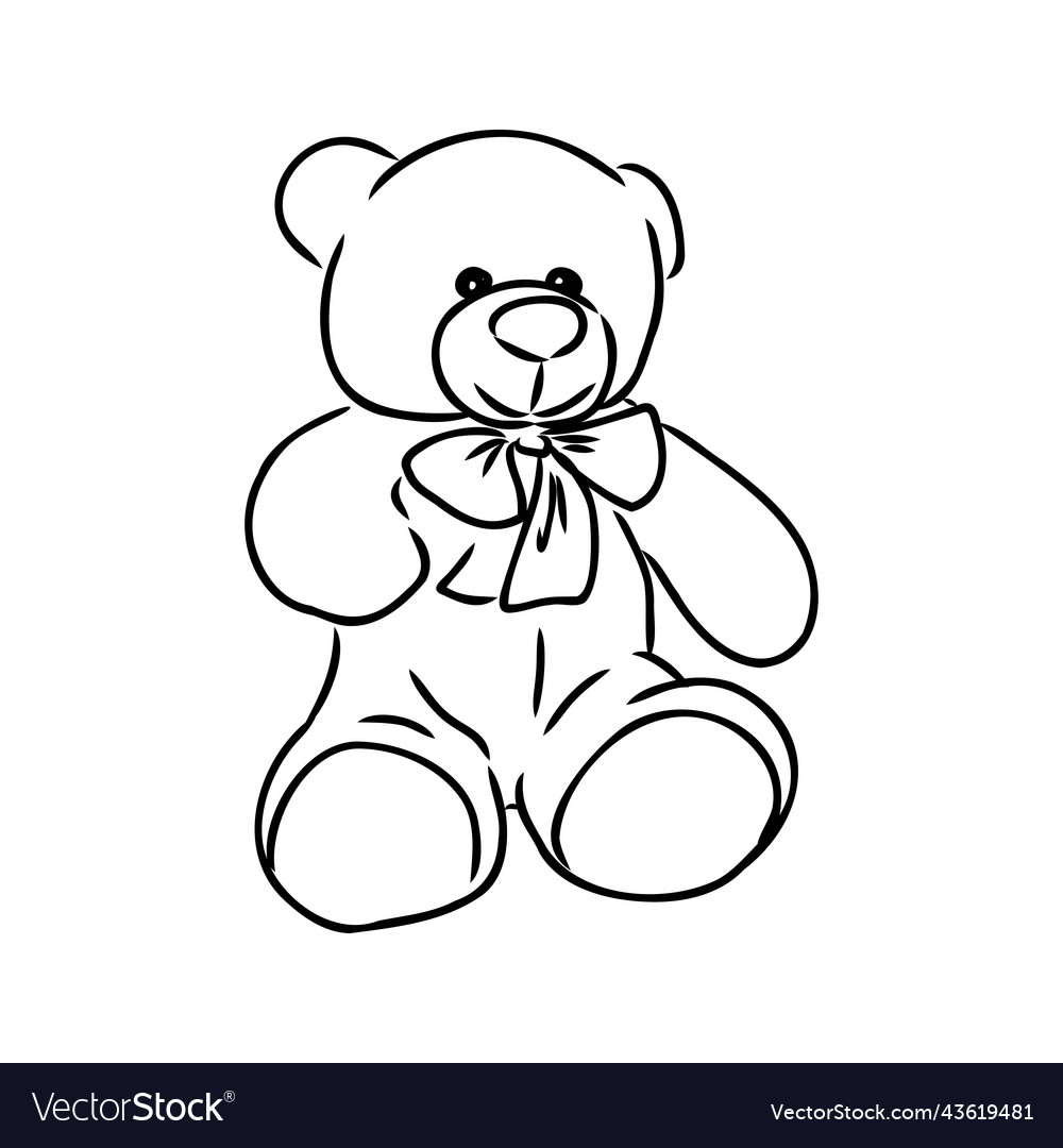 Hand gezeichnet isoliert Teddybär doodle