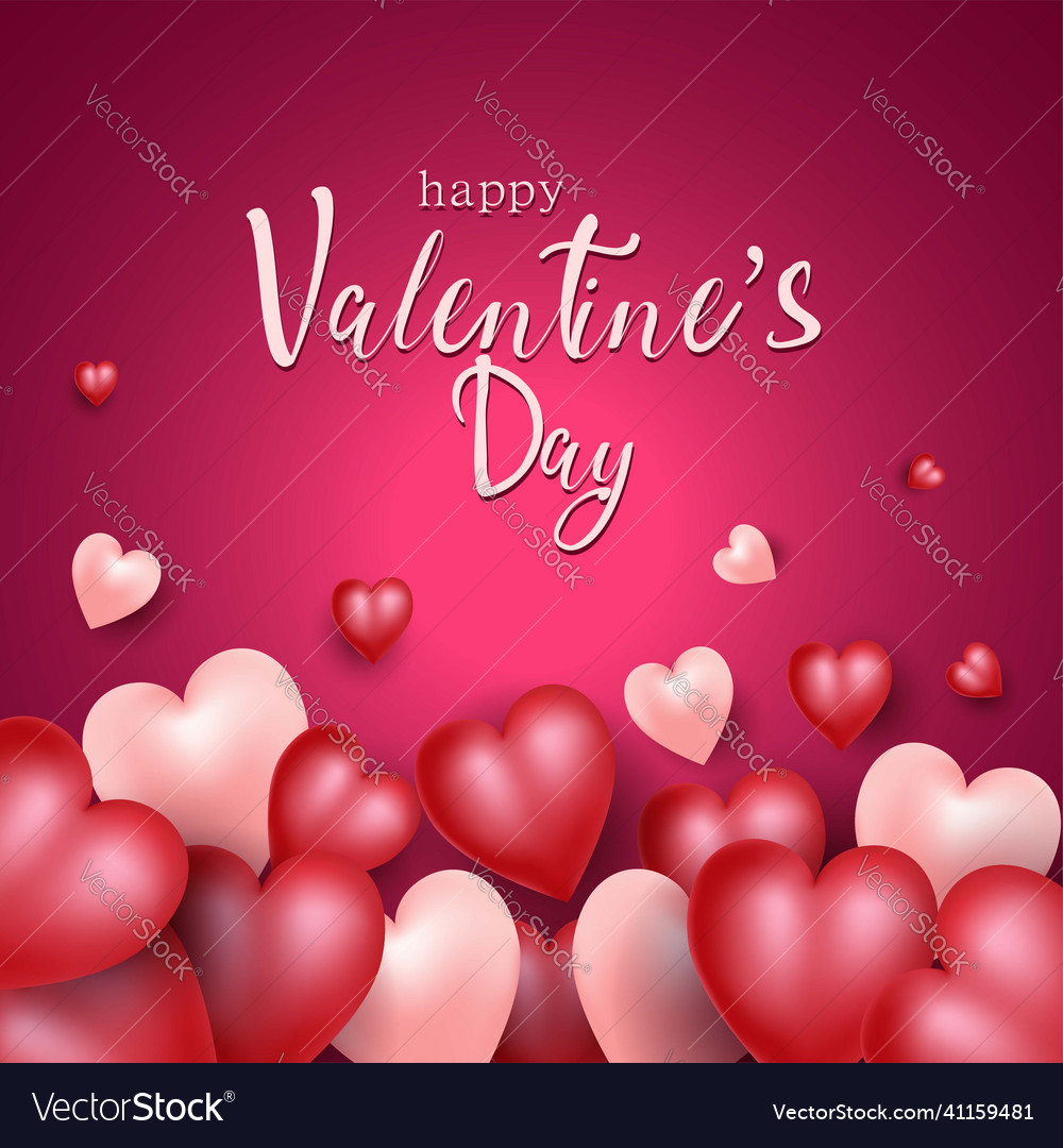 Happy valentines day poster or banner with many Vector Image