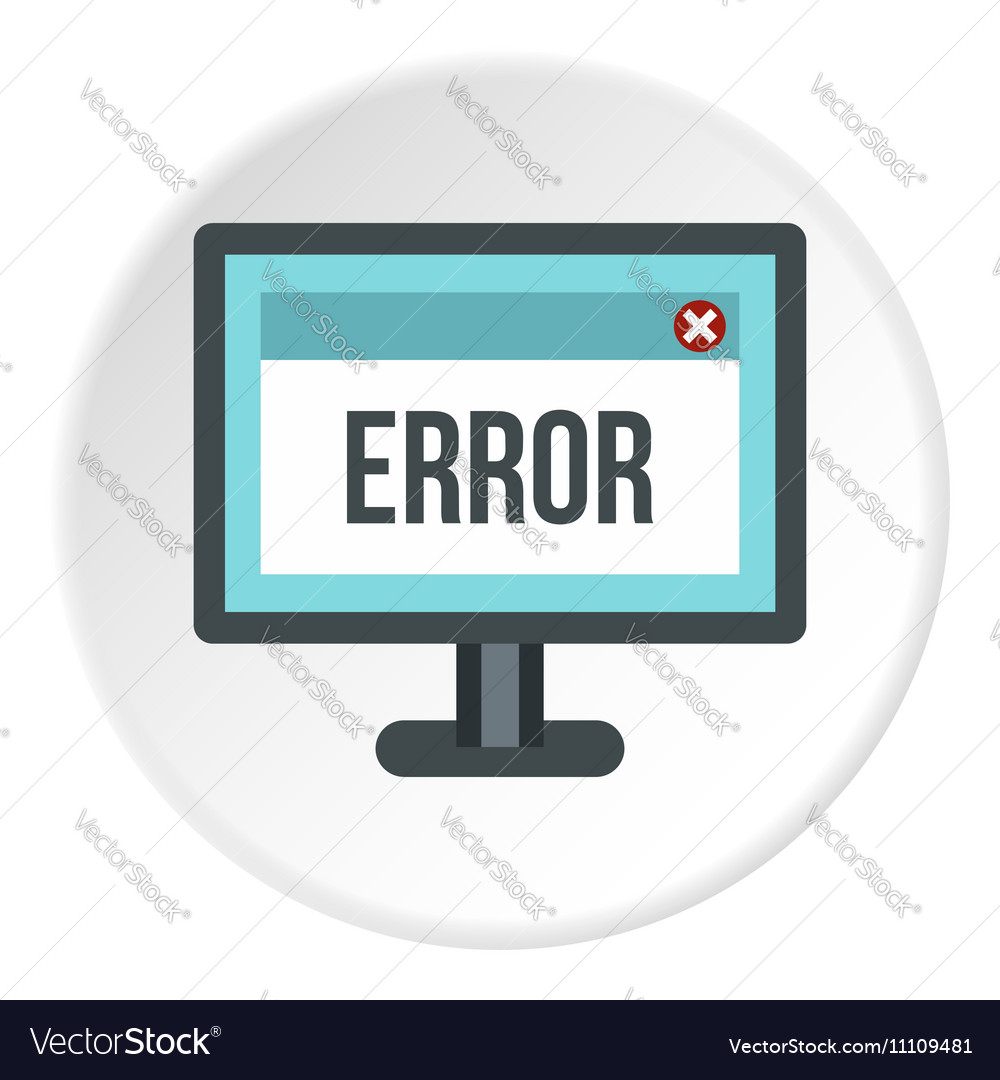 Monitor error icon flat style Royalty Free Vector Image