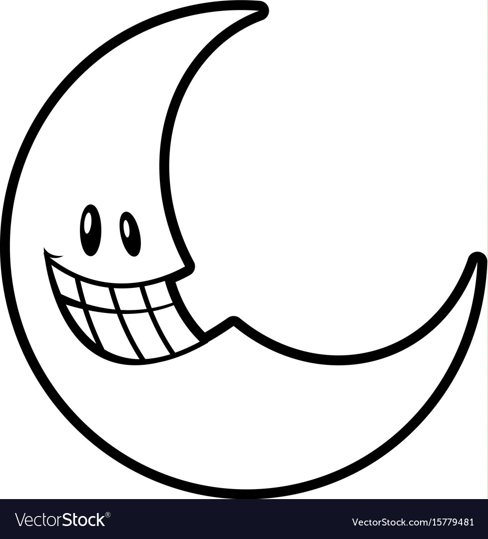 Moon smiling cartoon Royalty Free Vector Image