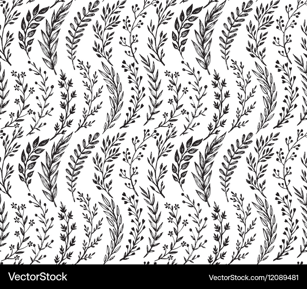 Seamless pattern with hand drawn leaves Royalty Free Vector