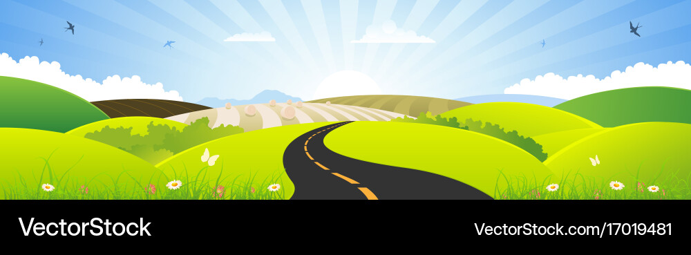 Summer And Spring Season Horizontal Banner Vector Image