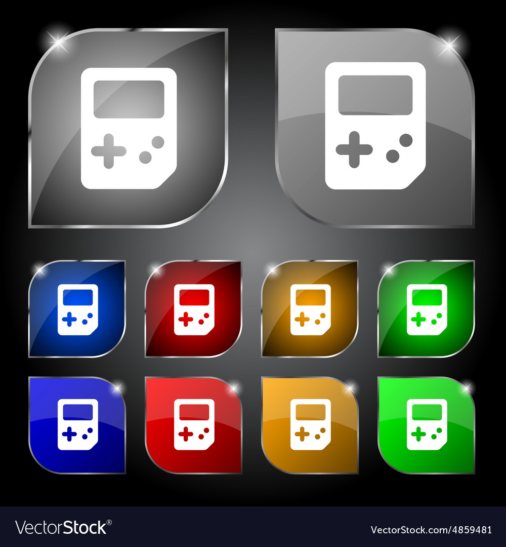 Tetris icon sign set ten colorful buttons