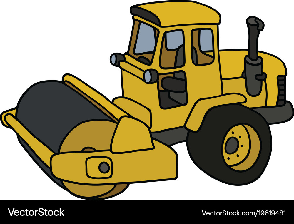 Yellow road roller Royalty Free Vector Image - VectorStock
