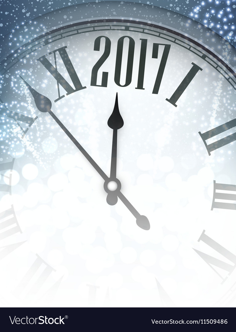 2017 new year background with clock