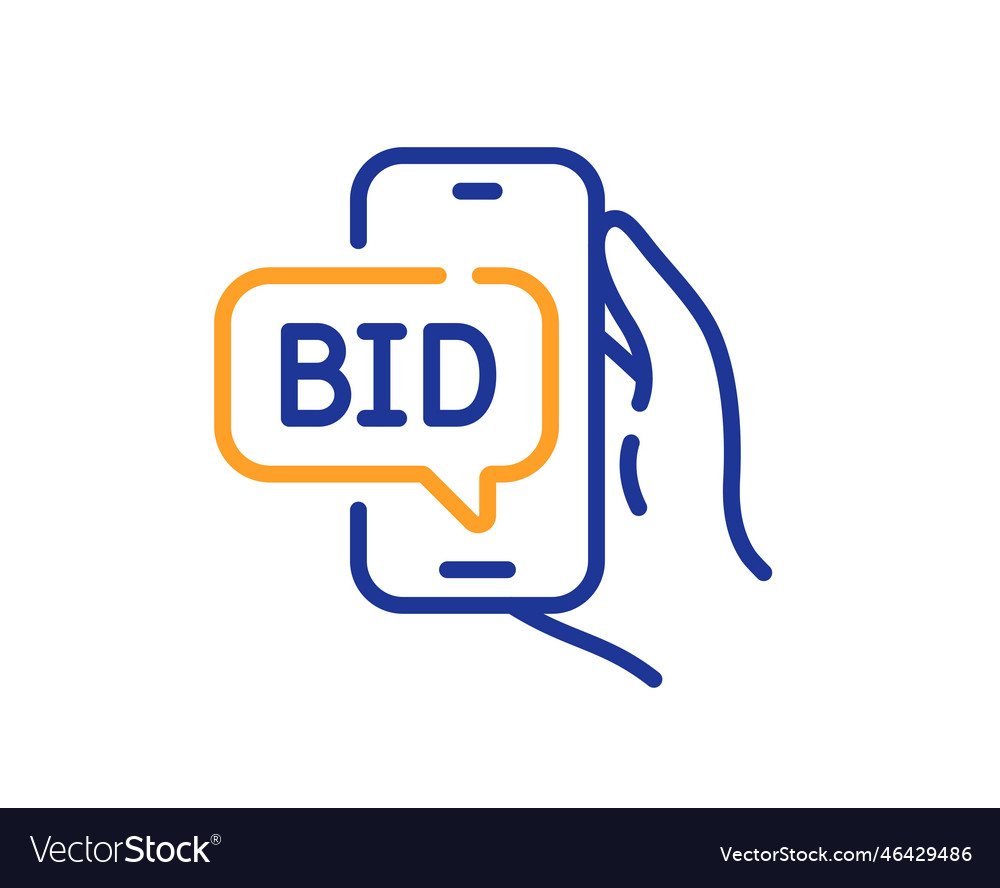 Bid offer line icon auction sign Royalty Free Vector Image