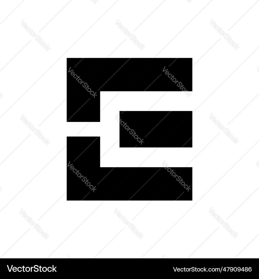 Black rectangular letter e icon Royalty Free Vector Image