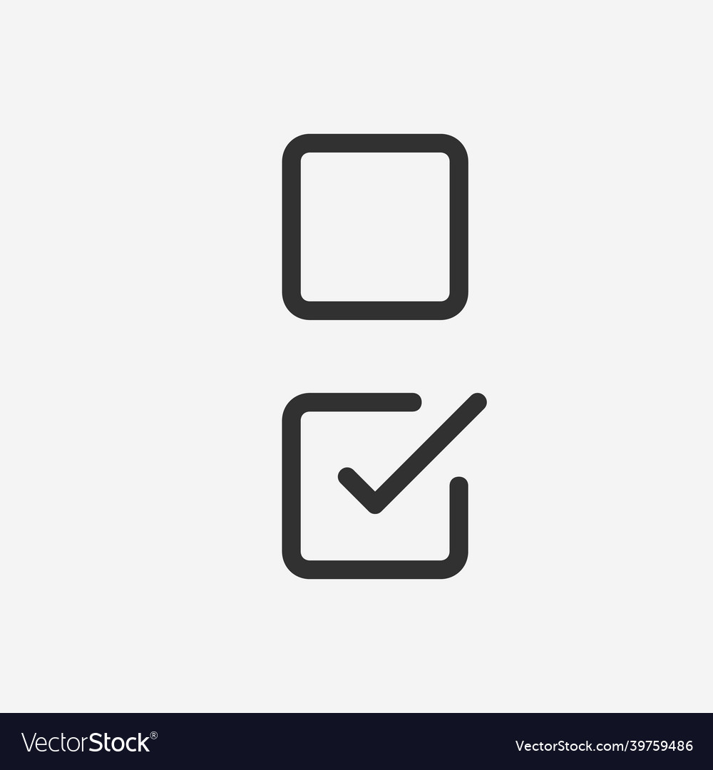 Check list button icon mark in square box Vector Image Check list button icon mark in square box