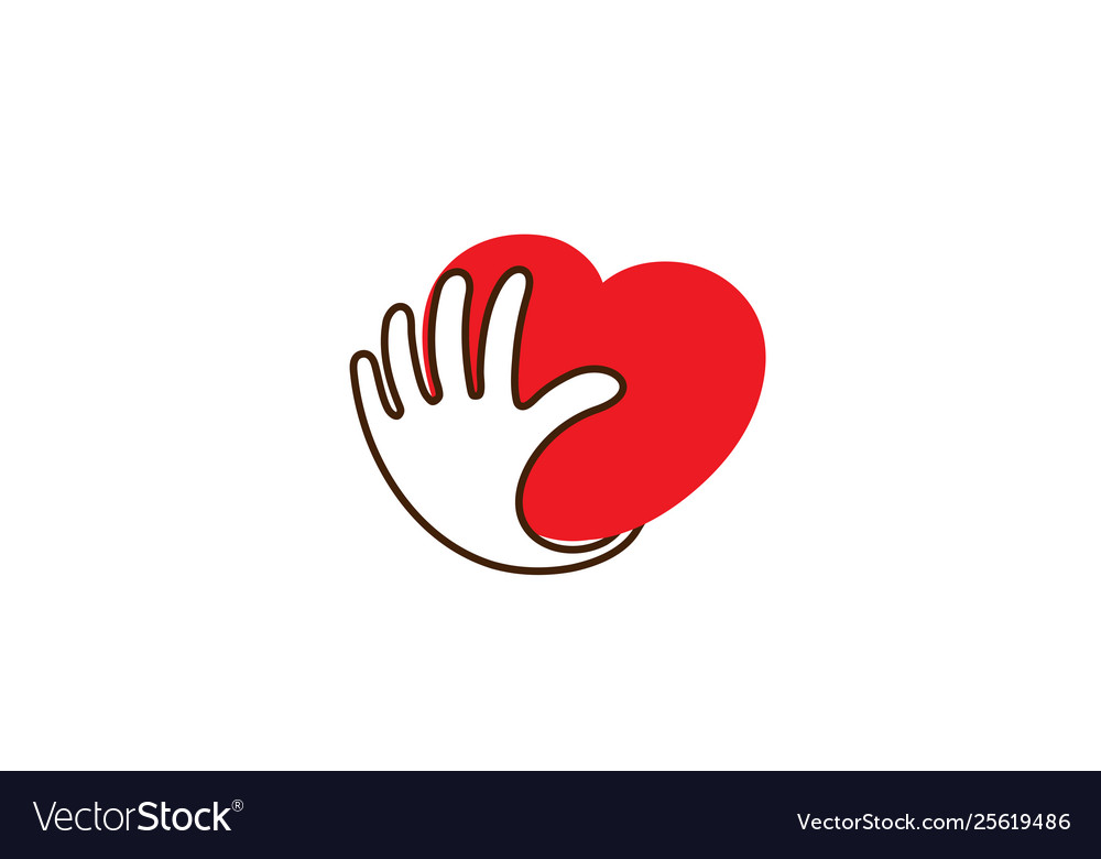 Creative heart love hand palm protection safety Vector Image