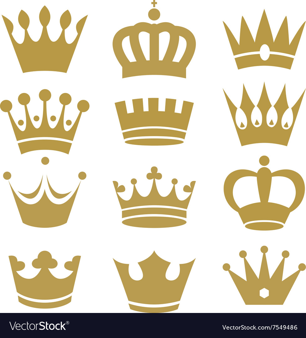 Crown icons isolated on white background Vector Image