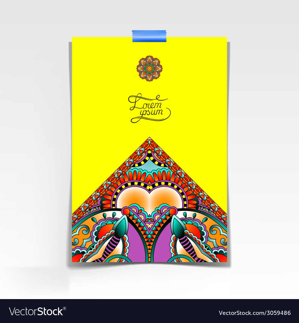 Decorative sheet of paper with oriental floral Vector Image