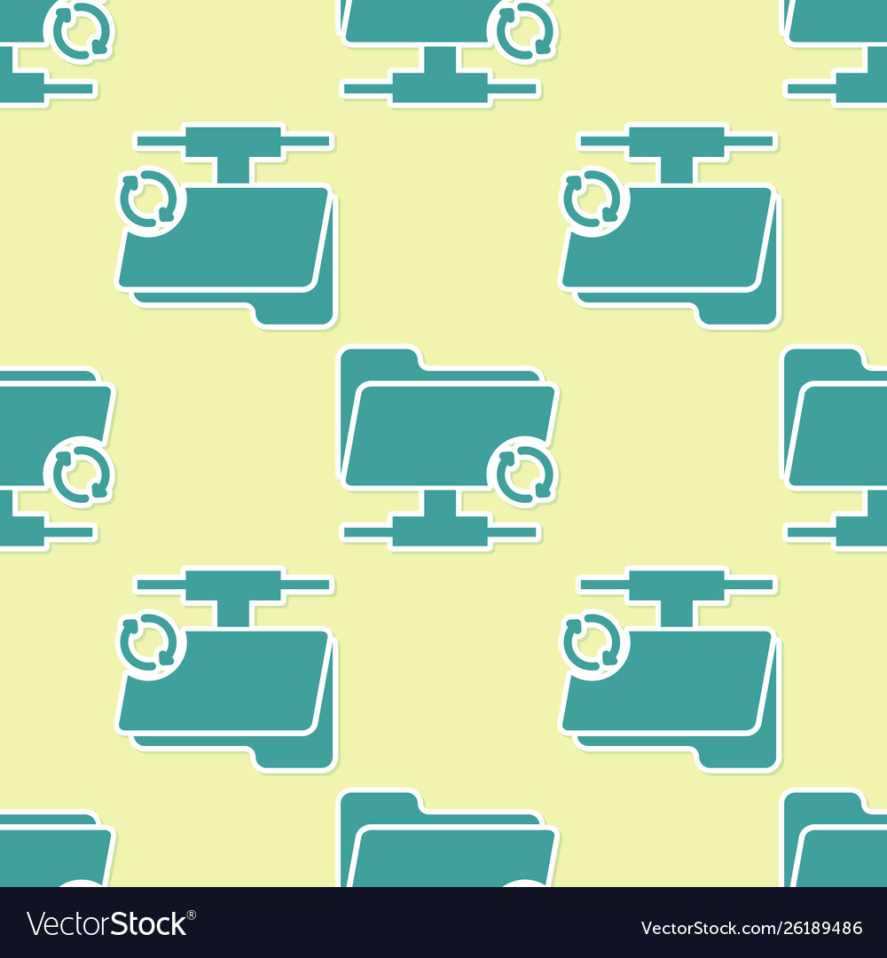 Green ftp sync refresh icon seamless pattern Vector Image Green ftp sync refresh icon seamless pattern
