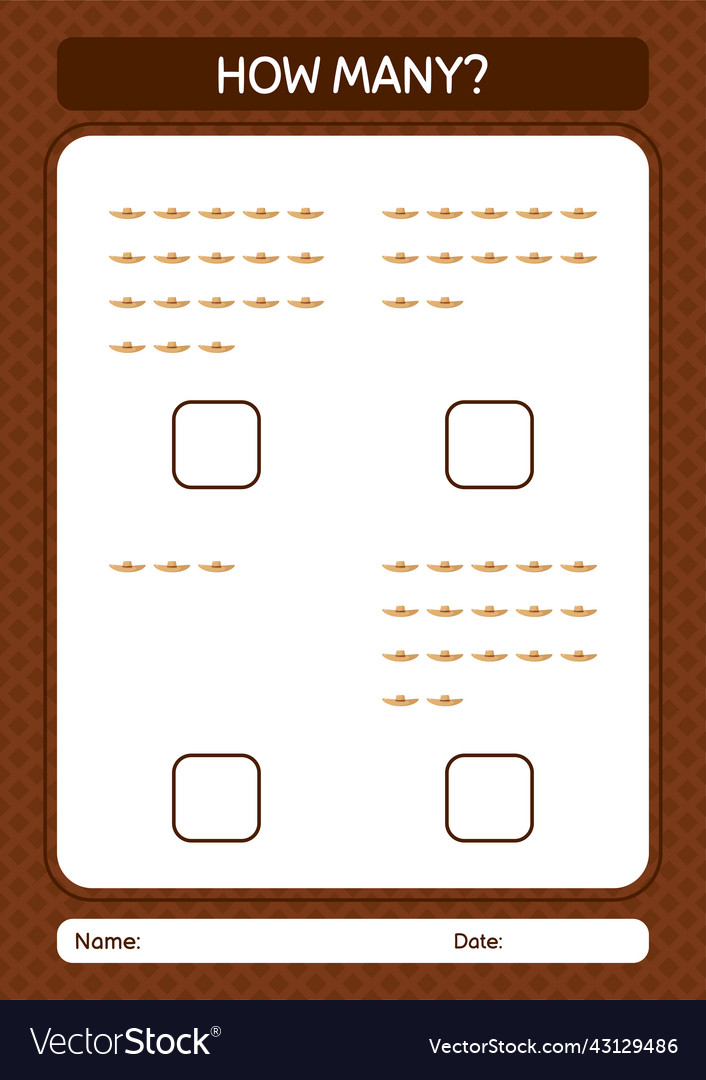 How many counting game with straw hat worksheet