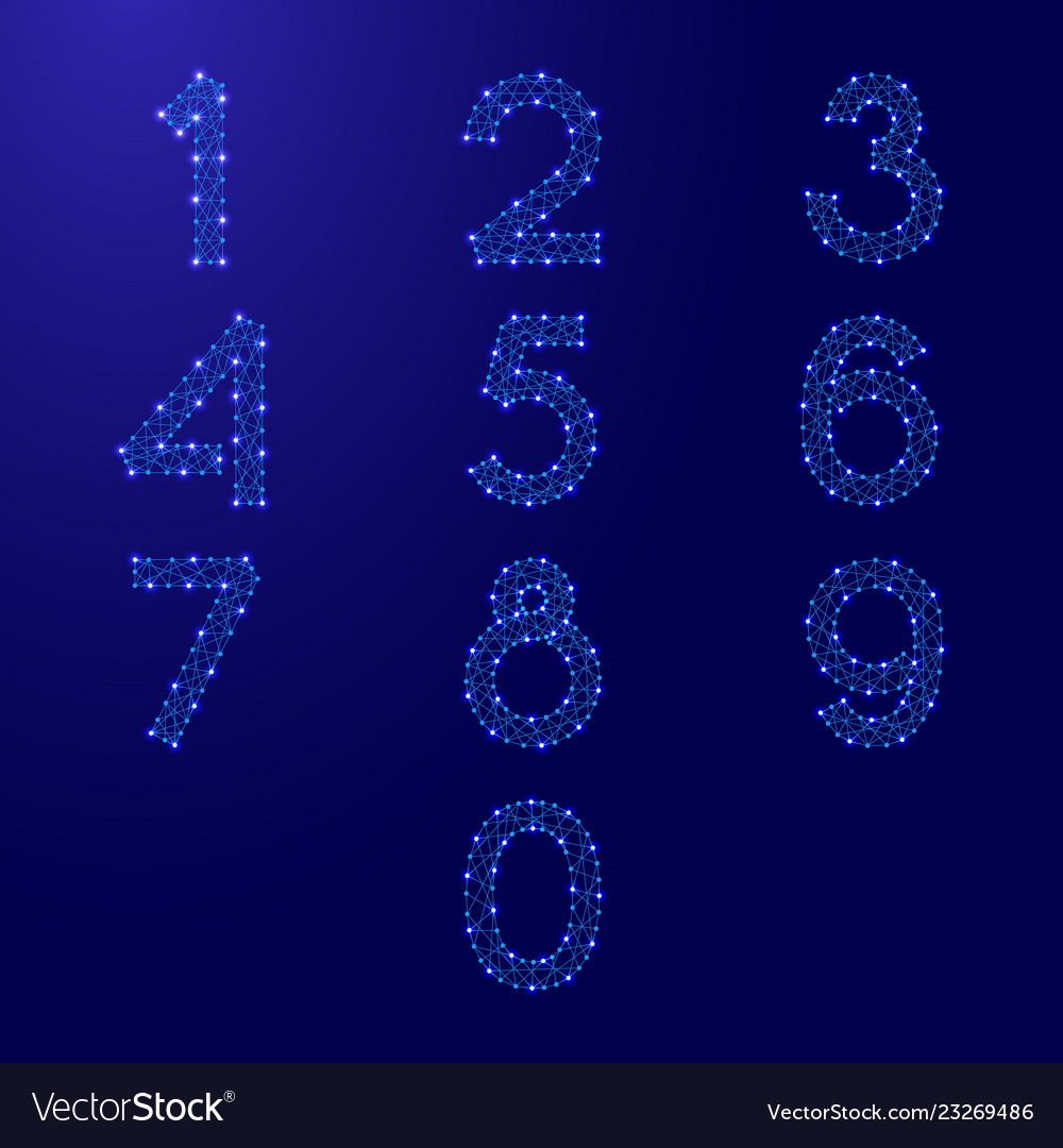 Numbers font set from 0 to 9 futuristic