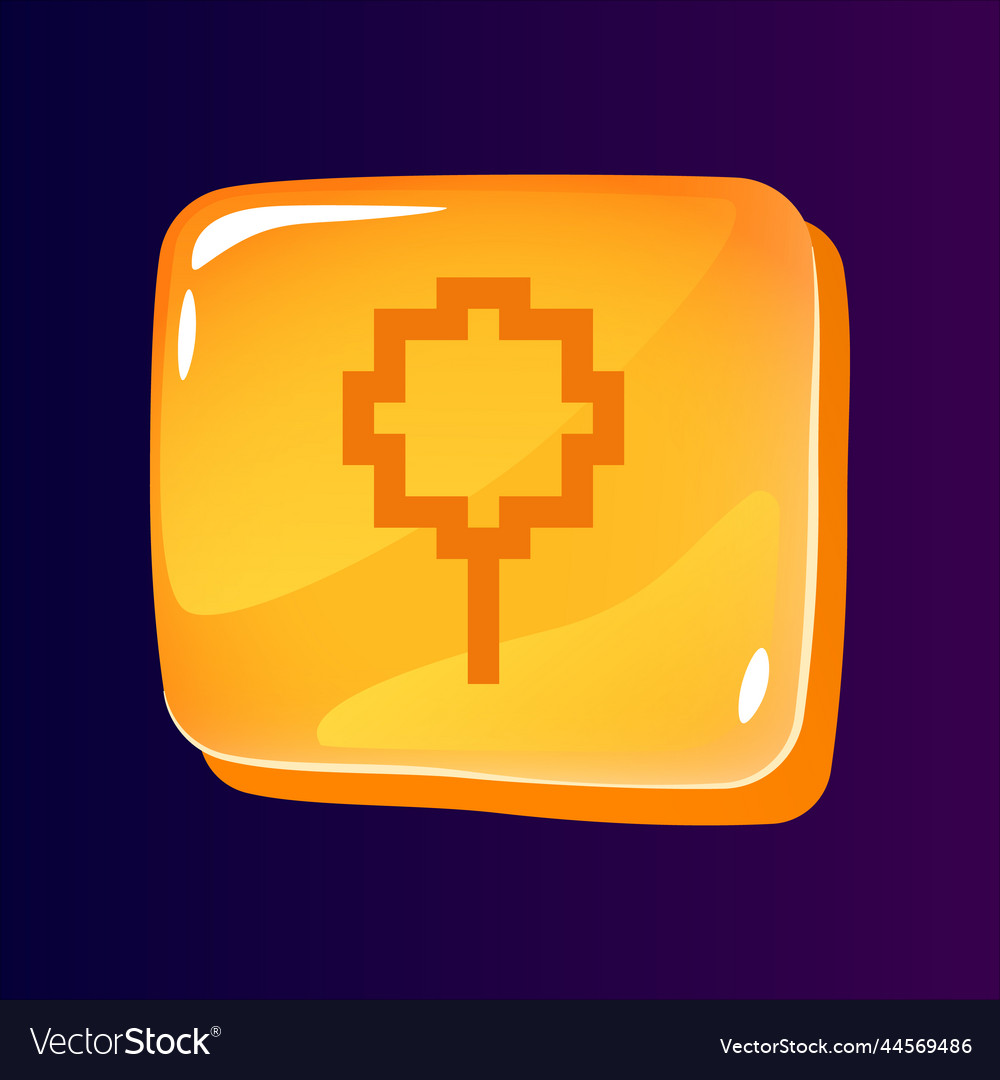 Pin glossy ui button with pixelated icon vector image Pin glossy ui button with pixelated icon