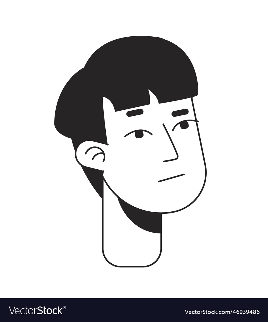 Puzzled young man with bowl haircut flat line Vector Image