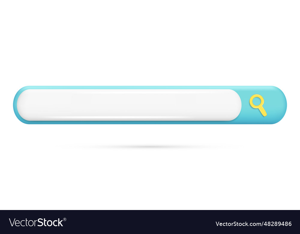 Realistic 3d blue and white search bar magnifying Vector Image