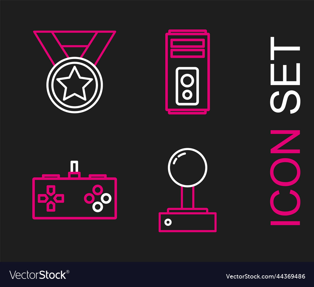 Set line joystick for arcade machine gamepad vector image Set line joystick for arcade machine gamepad