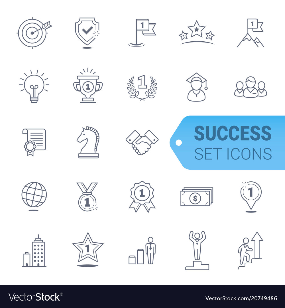 Simple set of winning related line icons