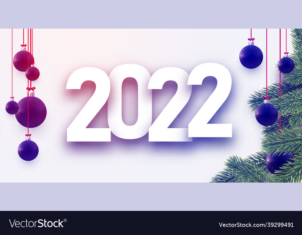 2022 sign with beautiful blue christmas baublexa Vector Image