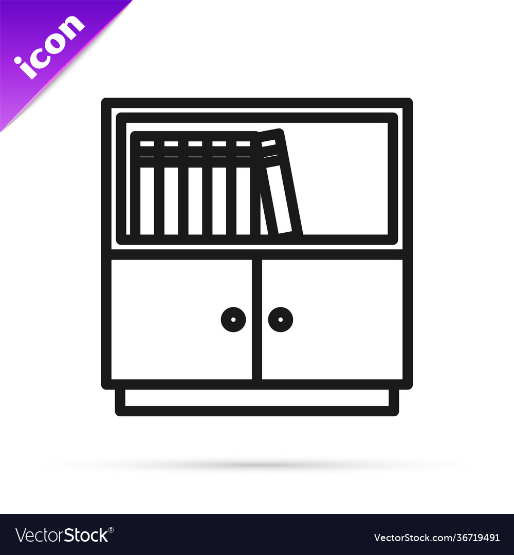 Black line library bookshelf icon isolated Vector Image Black line library bookshelf icon isolated