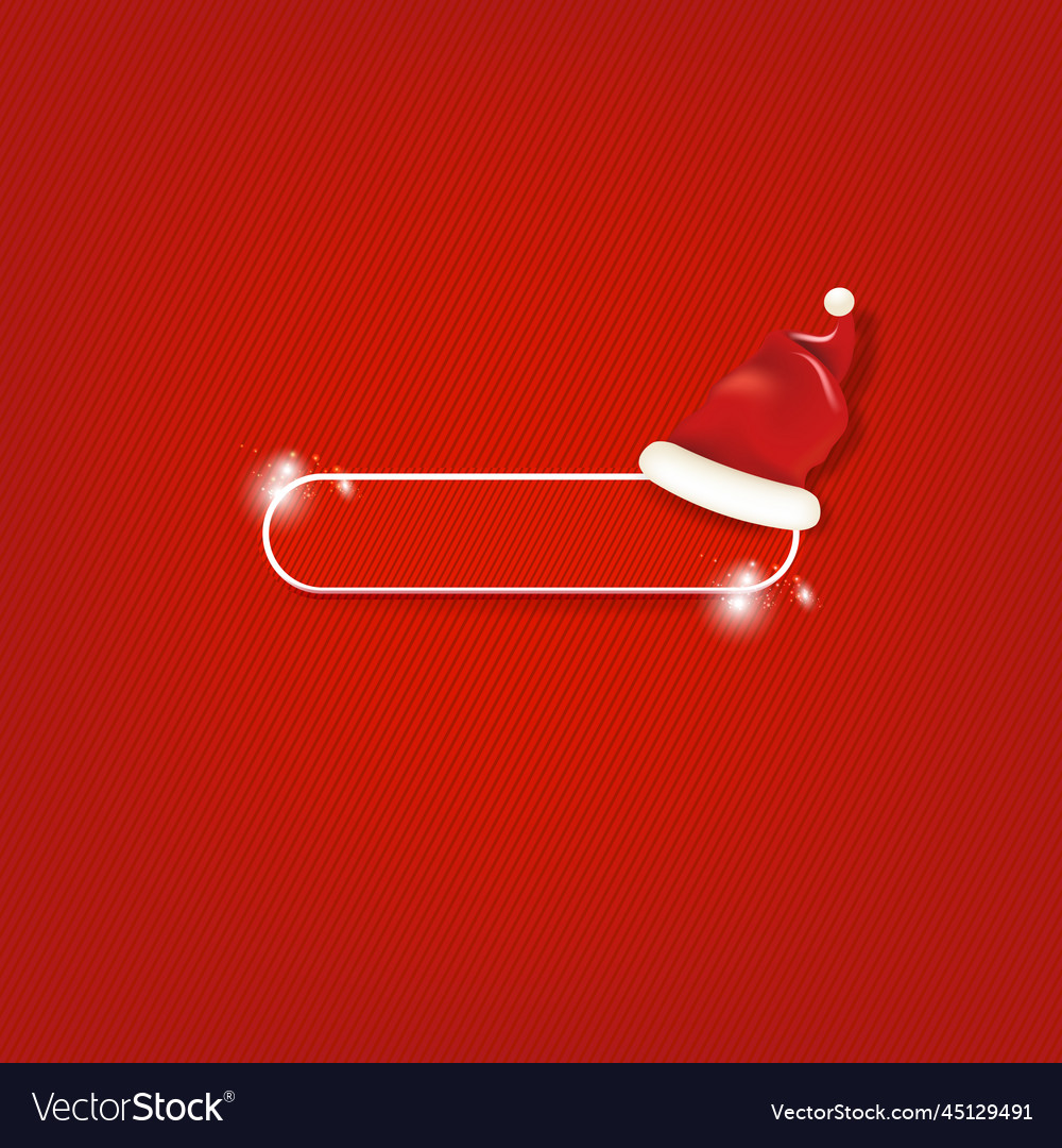 Blank red christmas banner with button and santa