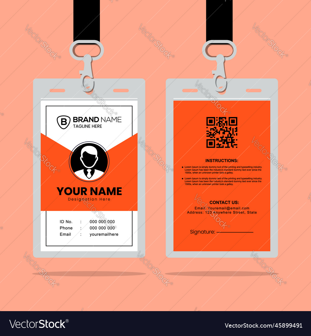 Clean and simple id card design template vector image Clean and simple id card design template
