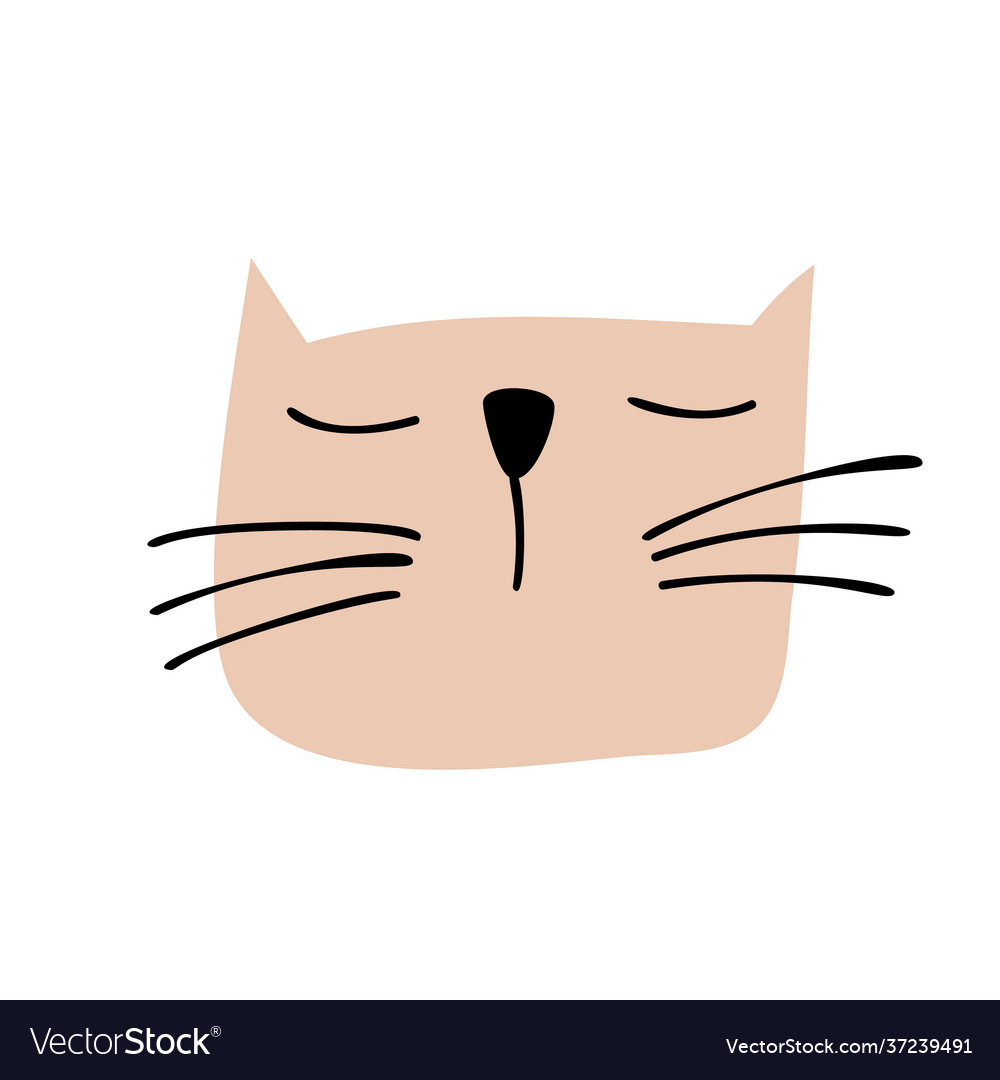 Cute hand drawn cat face character design