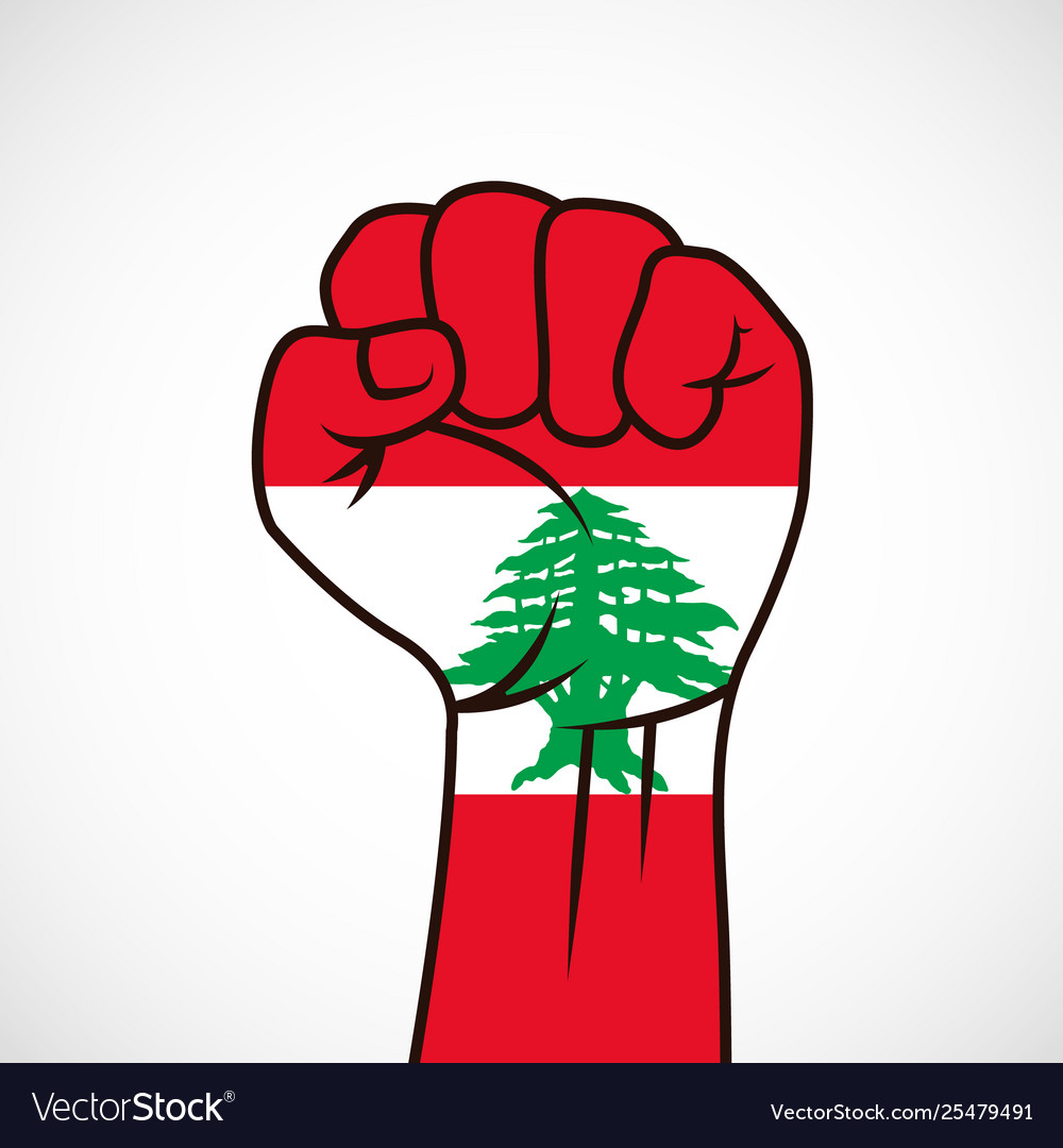 Fist with flag lebanon