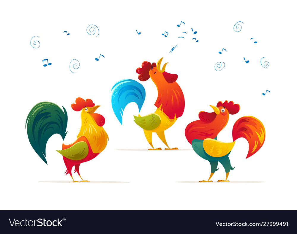 New year congratulation design singing rooster