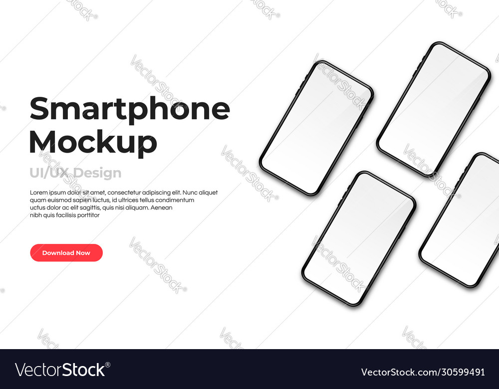 Realistic phone mockup set modern phones vector image Realistic phone mockup set modern phones