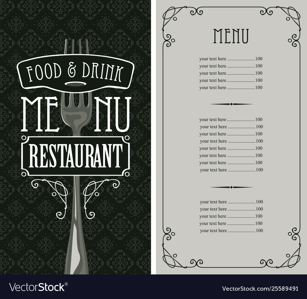 Restaurant menu with price list and fork Vector Image