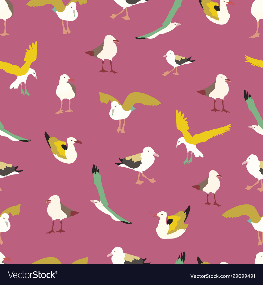 Seamless pattern background with seagulls Vector Image