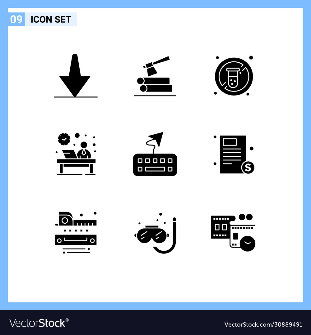 Set 9 solid glyphs on grid for keyboard