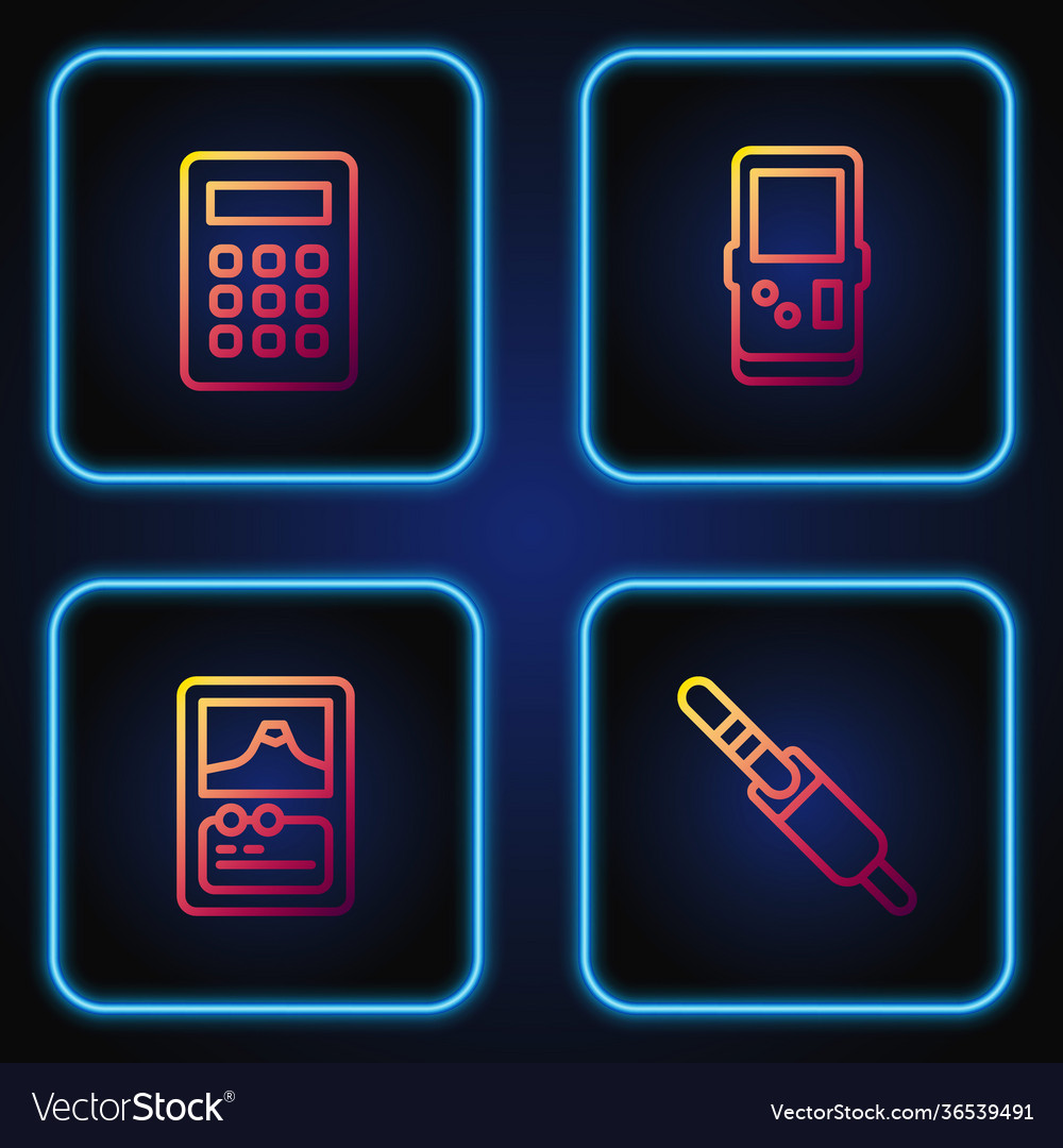 Set line audio jack card game calculator Vector Image Set line audio jack card game calculator