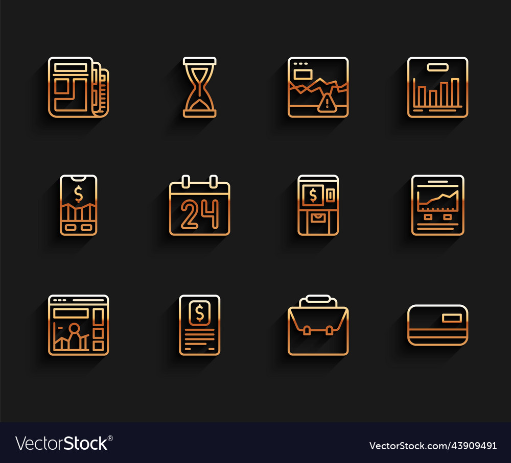 Set line website with growth graph business Vector Image Set line website with growth graph business