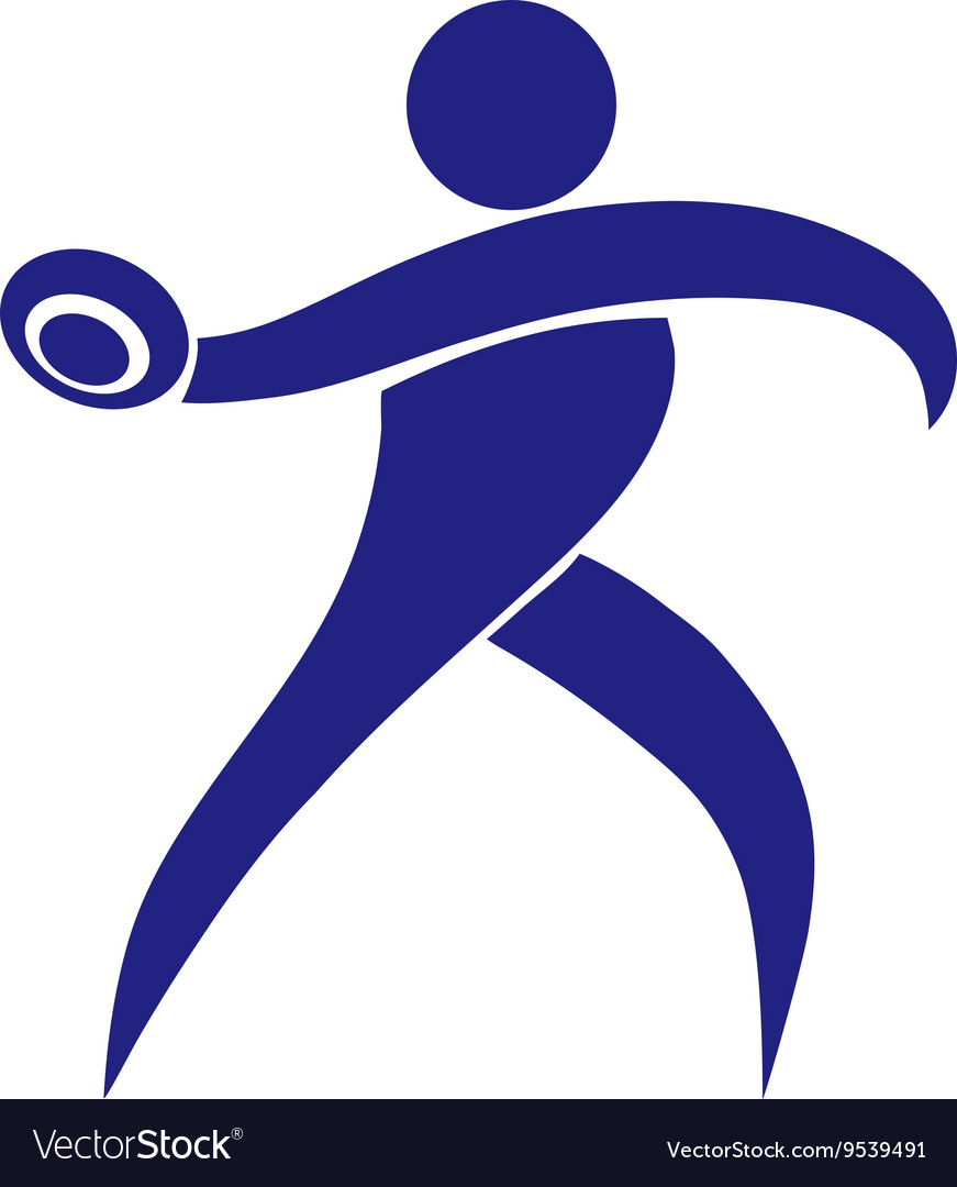 Sport icon for throwing discus in blue Royalty Free Vector