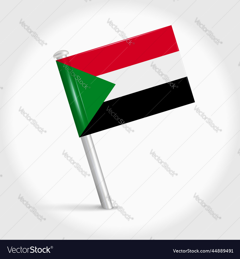 Sudan map pin flag 3d realistic vector image Sudan map pin flag 3d realistic