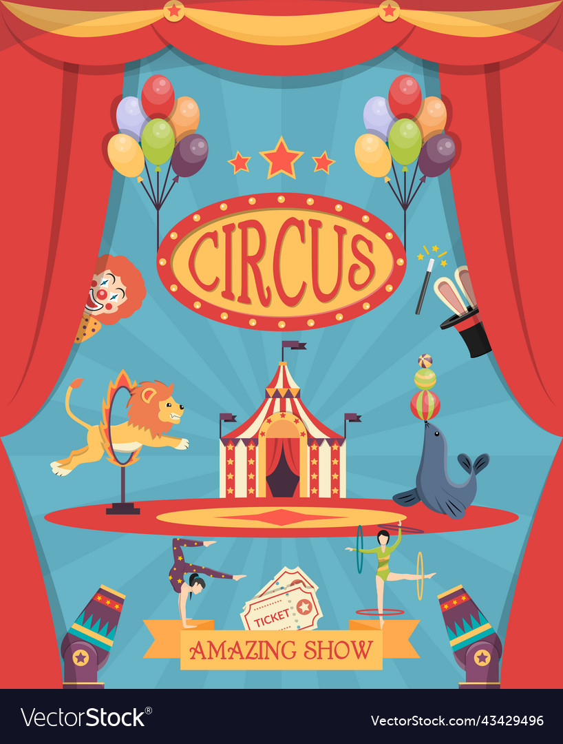 Amazing circus show poster Royalty Free Vector Image