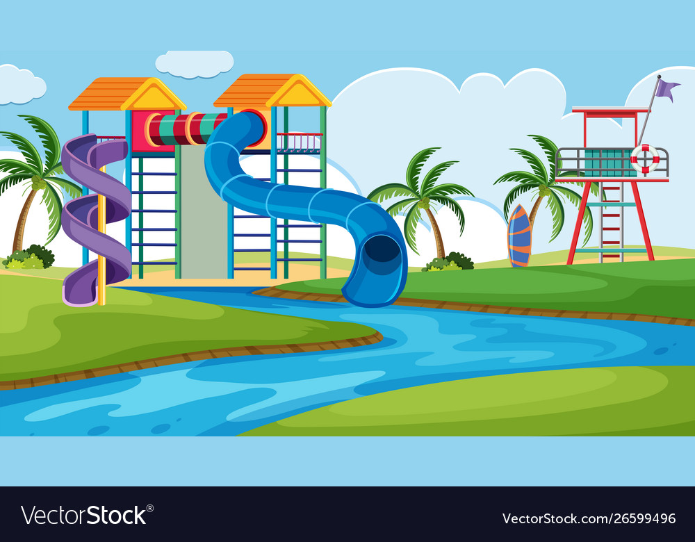 An outdoor scene with water park Royalty Free Vector Image