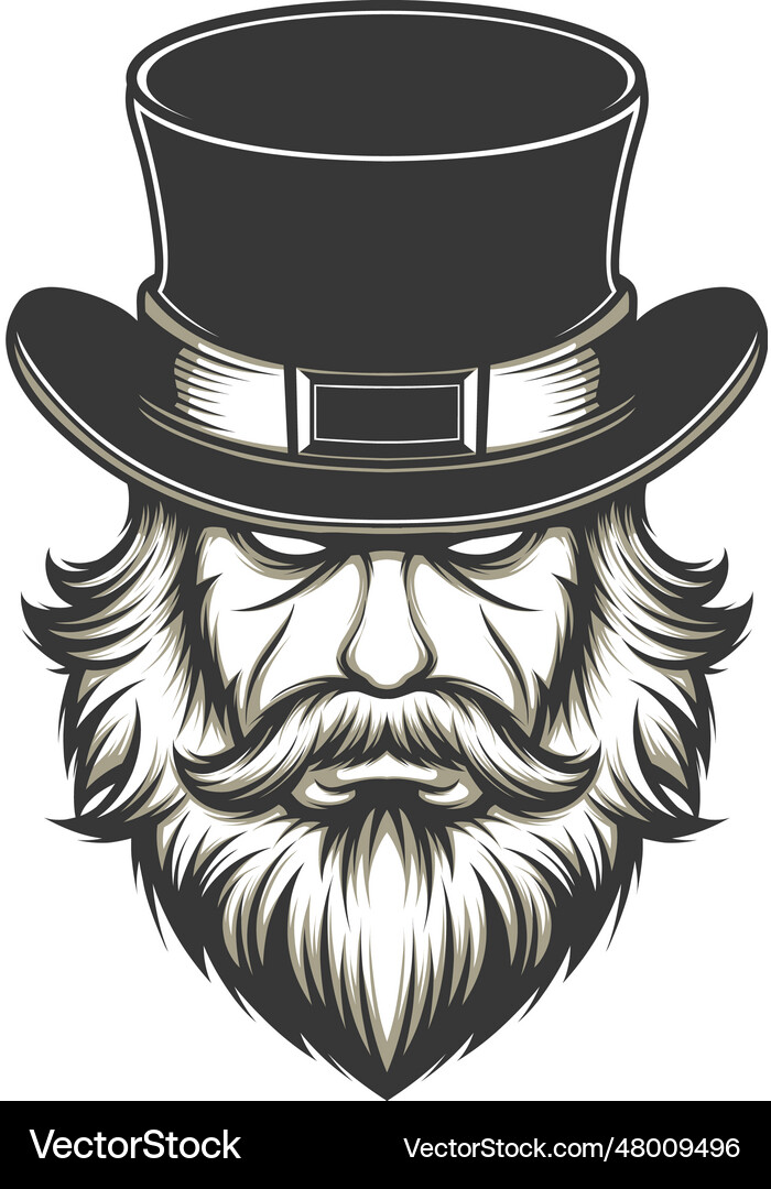 Beard man with hat Royalty Free Vector Image - VectorStock