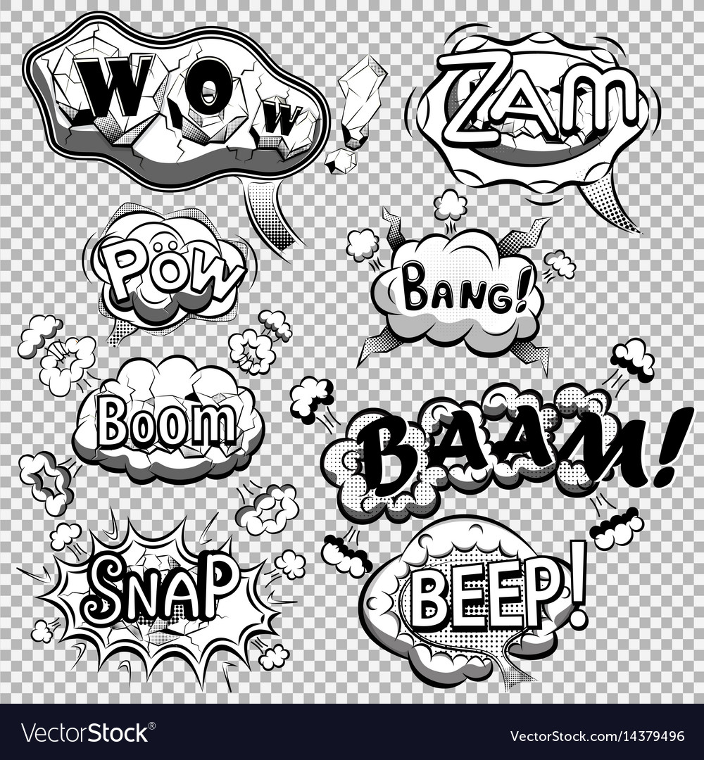 Black and white comic speech bubbles Royalty Free Vector