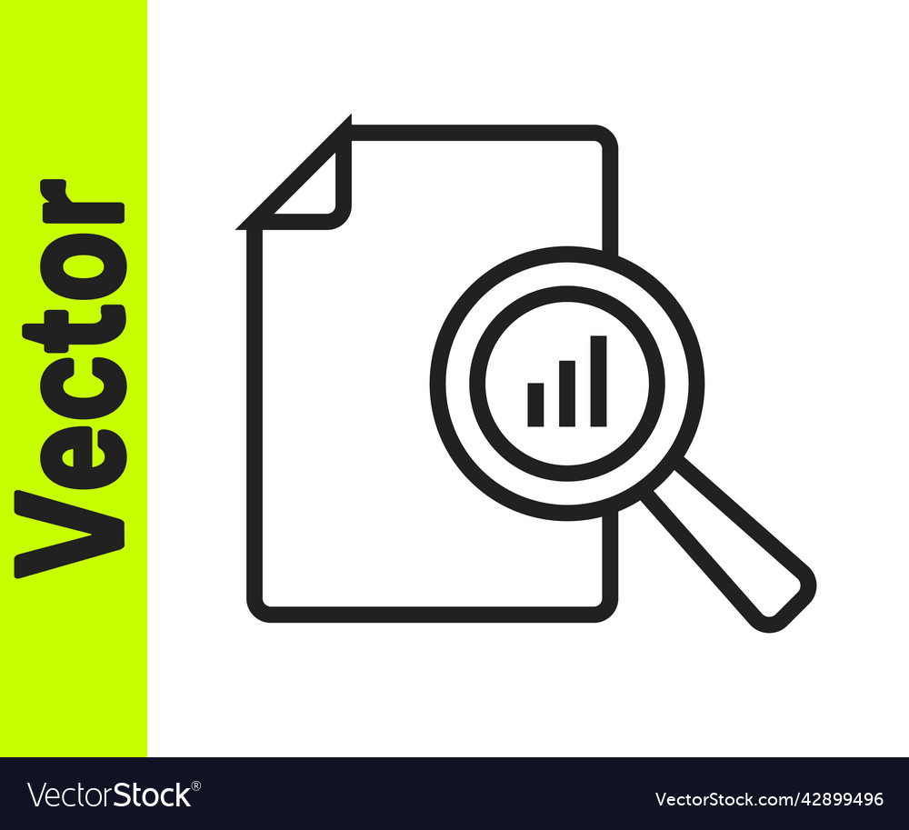 Black line document with graph chart icon isolated vector image Black line document with graph chart icon isolated
